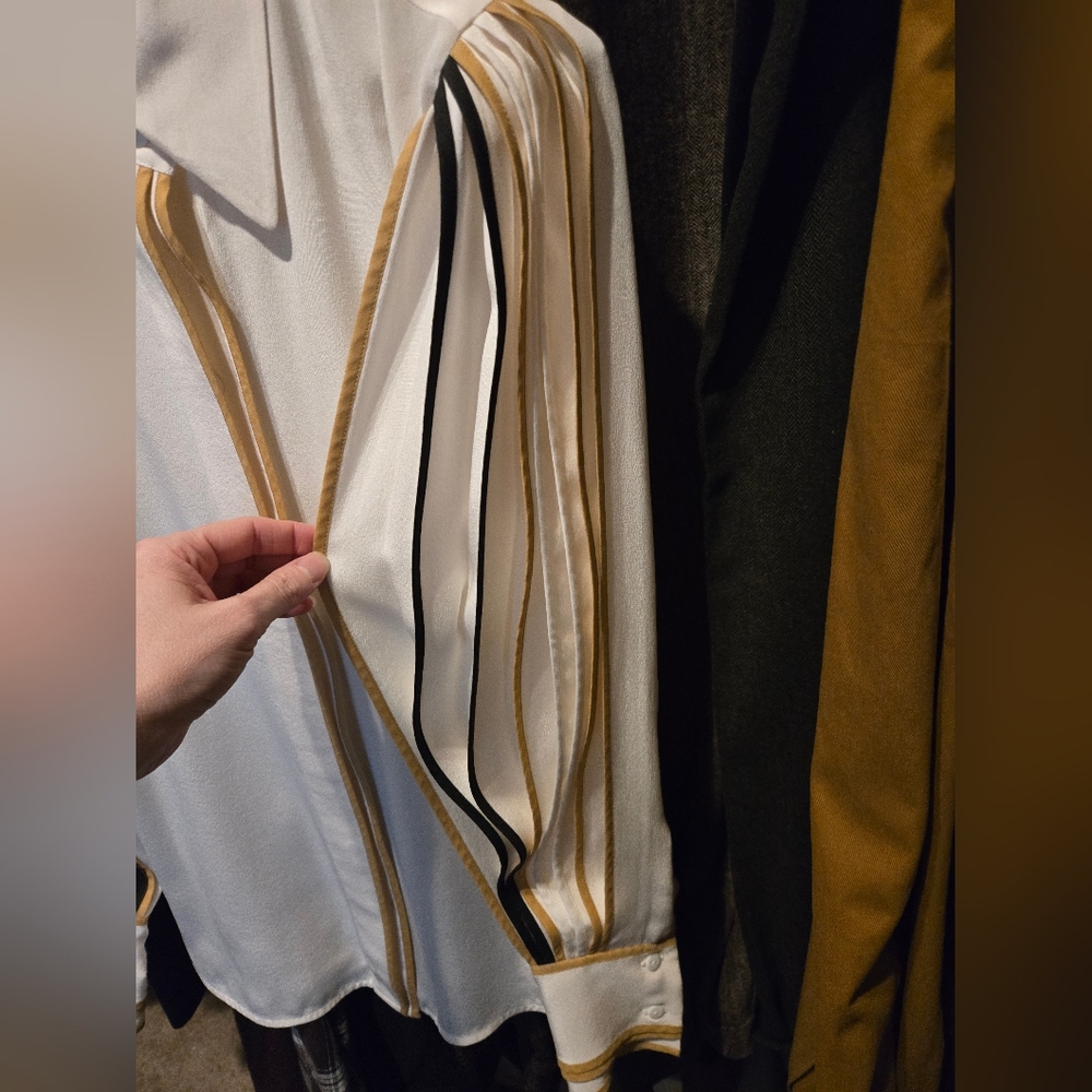 Bodice Pleated Sleeve Blouse S - Picture 7 of 10